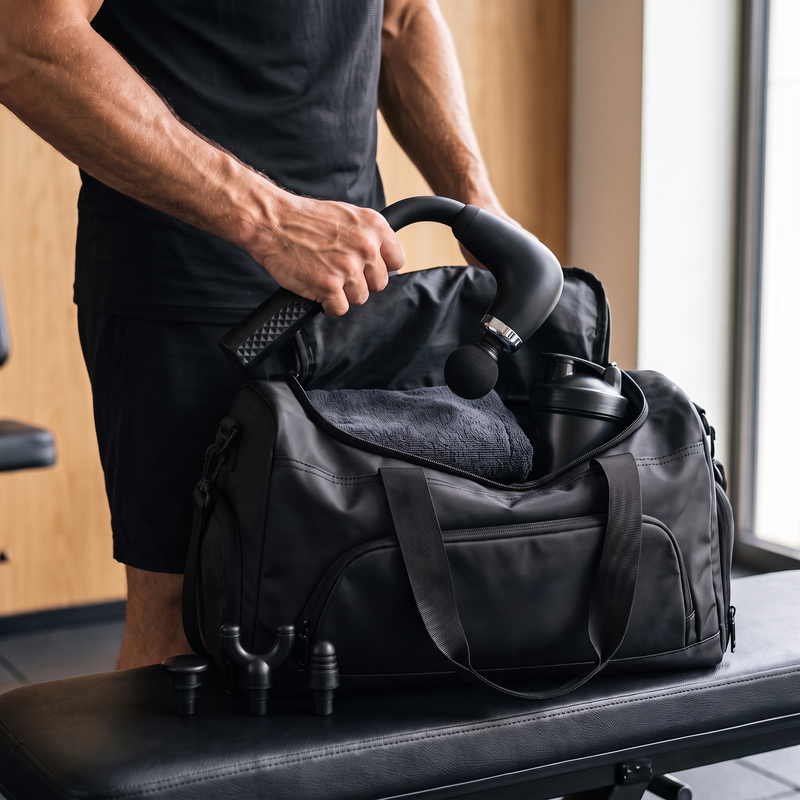 ReachGun going into a gym bag