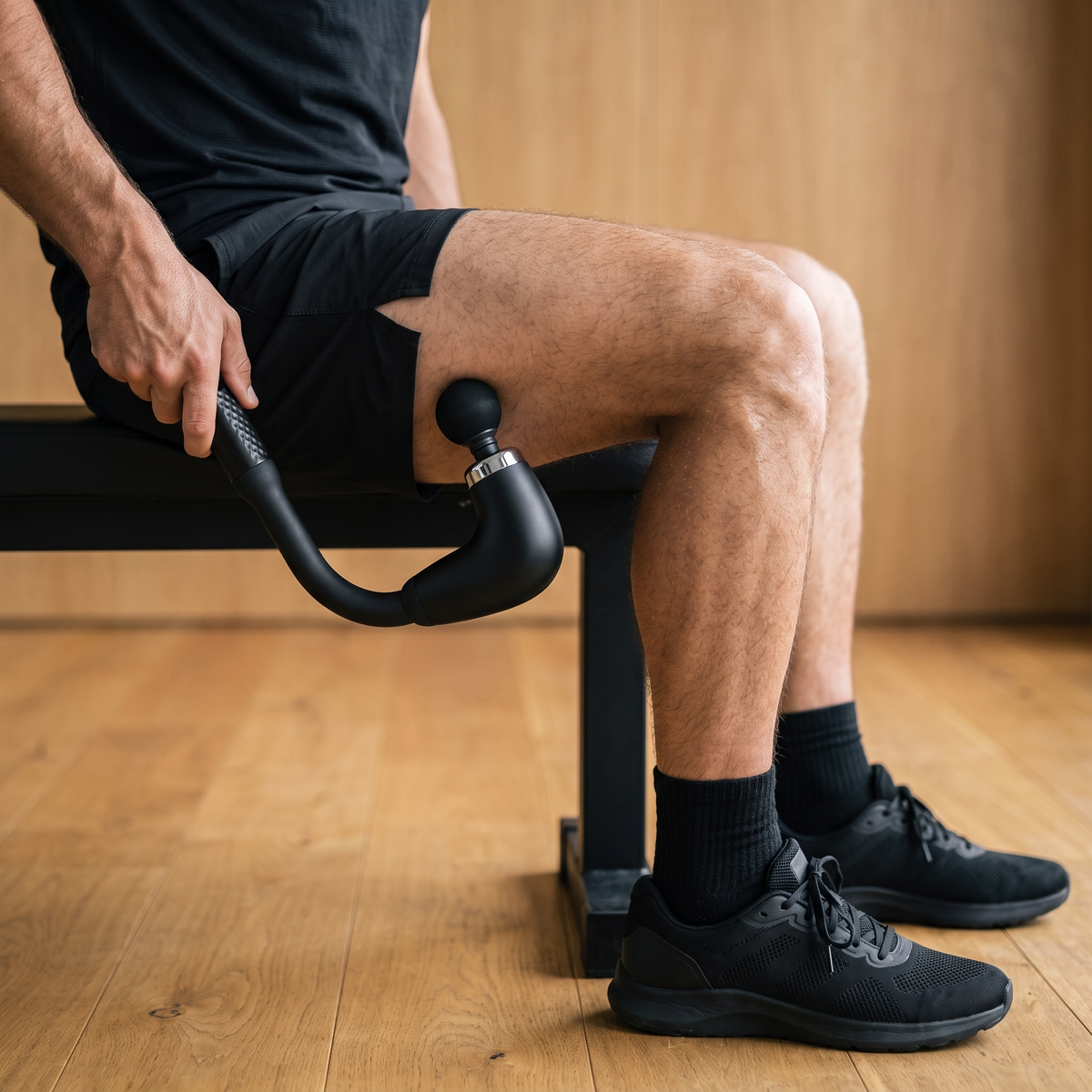 ReachGun hooked under the thigh on the hamstring